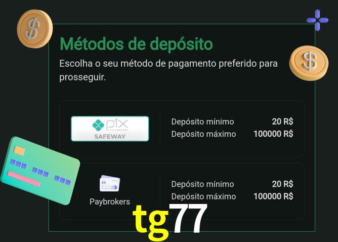 O cassino tg77 oferece uma grande variedade de métodos de pagamento